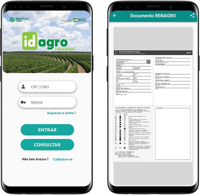 ID AGRO é o sistema aplicativo que interliga fabricantes, autorizadas (revendedoras), proprietários, Sistema CNA/SENAR e MAPA