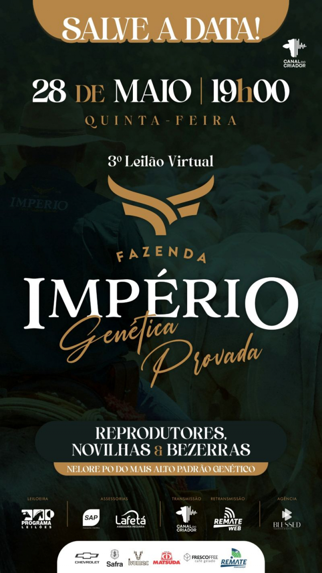 3°Leilão Virtual Fazenda Império Genética Provada