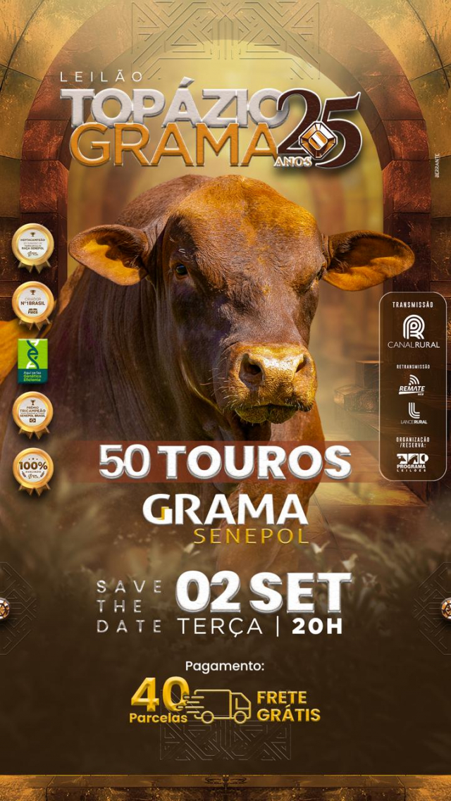 Leilão Topázio Grama 25 anos