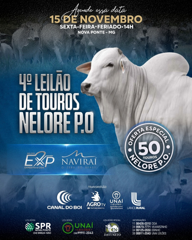 4° Leilão Virtual de Touros Nelore Expedito e Naviraí