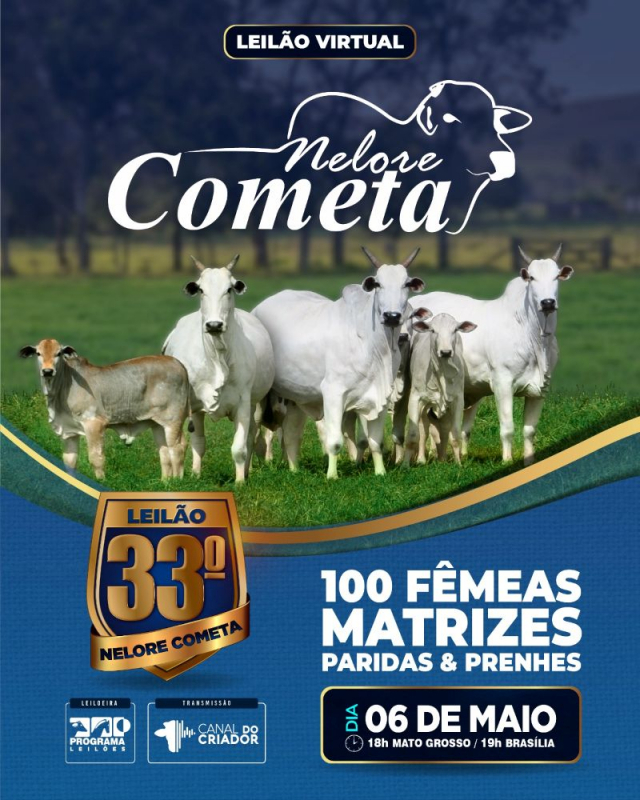 33º Leilão Virtual Nelore Cometa - Fêmeas Paridas e Prenhes