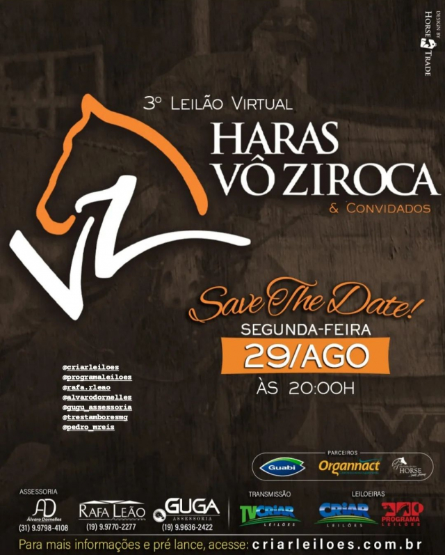 3° Leilão Virtual Haras Vô Ziroca & Convidados