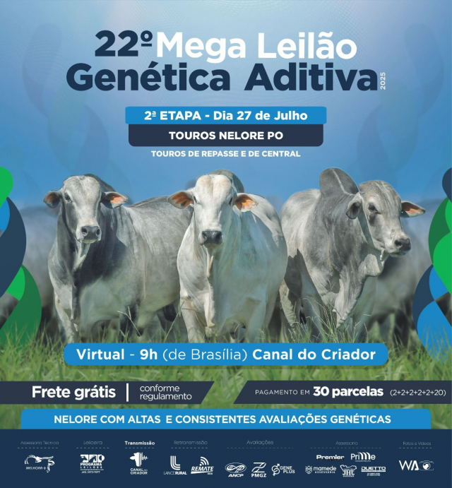 22º Mega Leilão Genética Aditiva - Touros Nelore PO