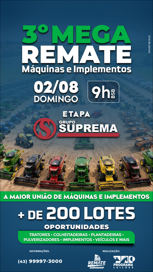 3º Mega Remate Máquinas e Implementos - 4ª Etapa