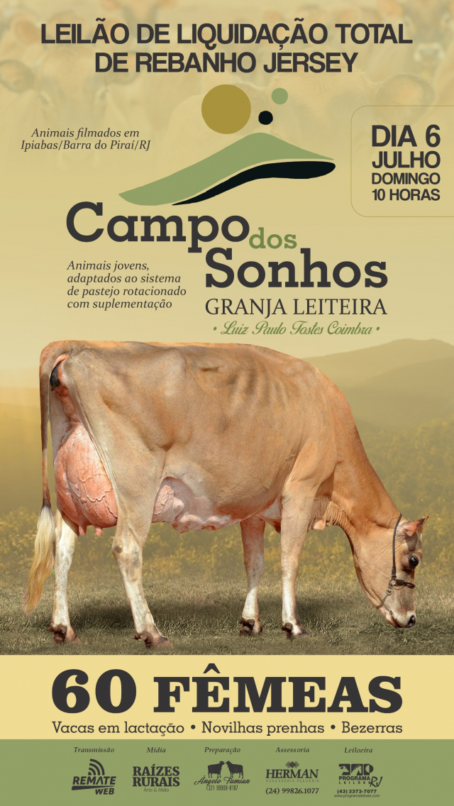 Leilão Virtual de Liquidação Total de Rebanho Jersey Campo dos Sonhos