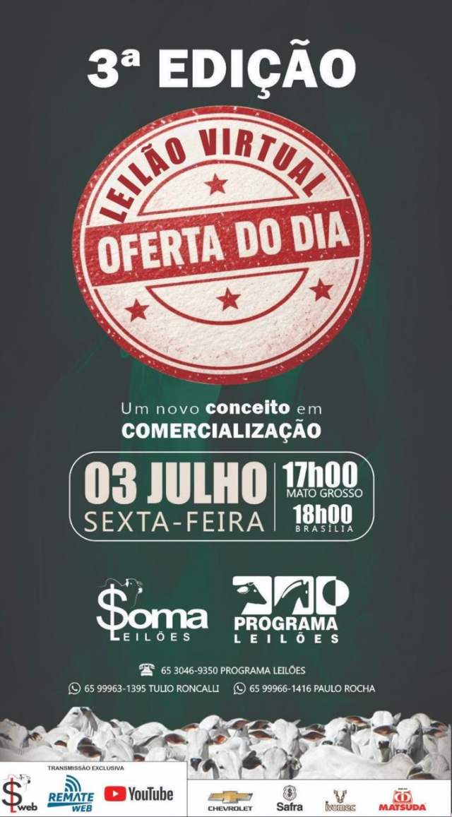 3º Edição Leilão Virtual - Oferta do Dia