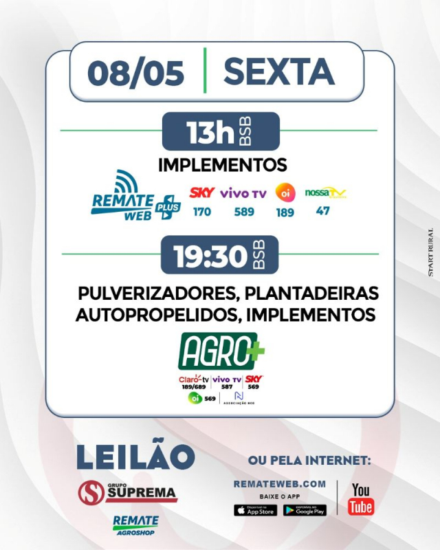 Remate Maquinários Grupo Suprema - 2ª Etapa Maio