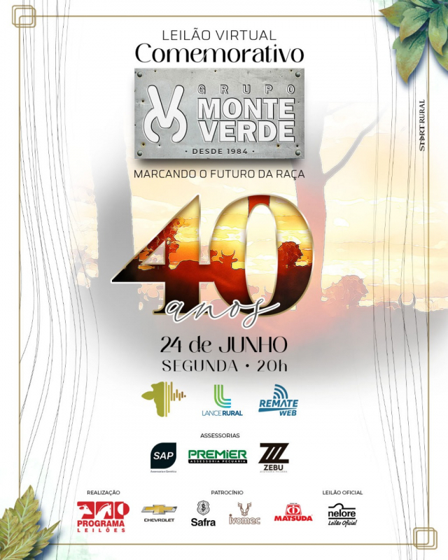 Leilão Virtual Comemorativo Monte Verde 40 anos
