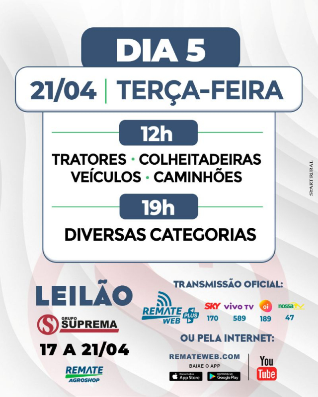 Leilão Grupo Suprema - Remate AgroShop - 4ª Etapa