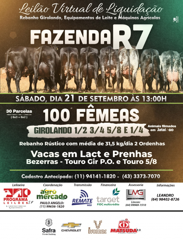 Leilão Virtual de Liquidação Fazenda R7