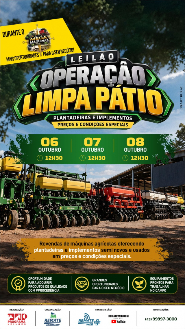 1º Mega Remate Nacional Máquinas e Implementos - 9ª Etapa