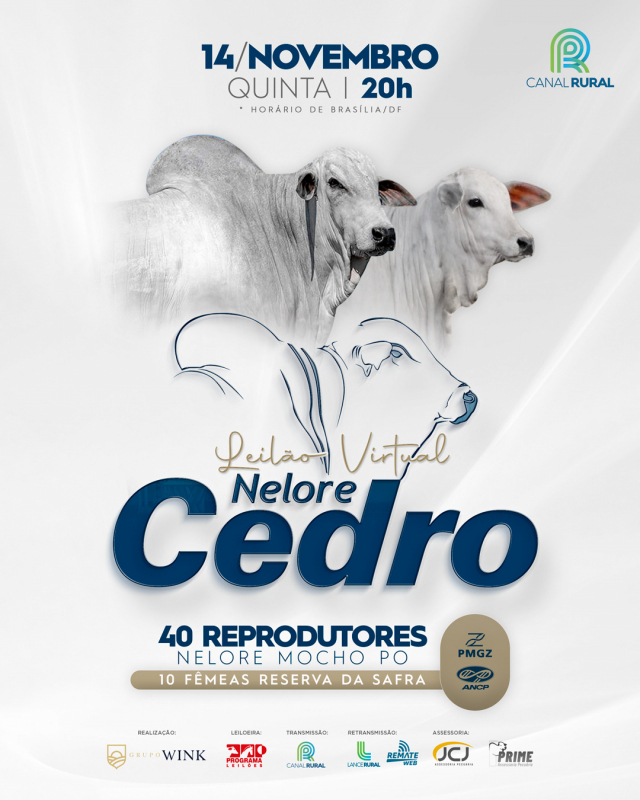 Leilão Virtual Nelore Cedro - Reprodutores e Fêmeas