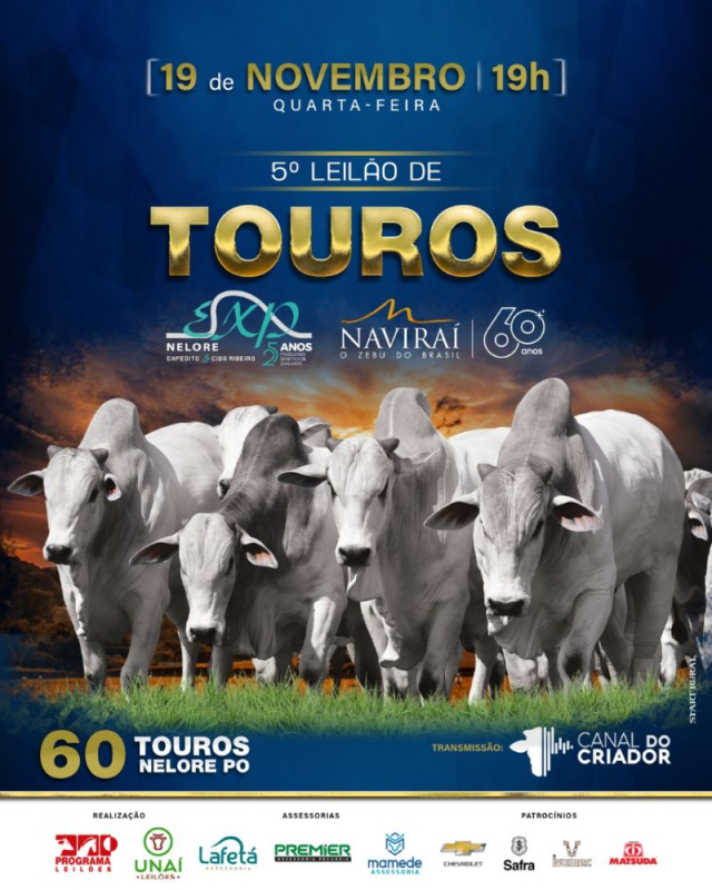 5º Leilão Virtual de Touros Nelore Expedito e Naviraí