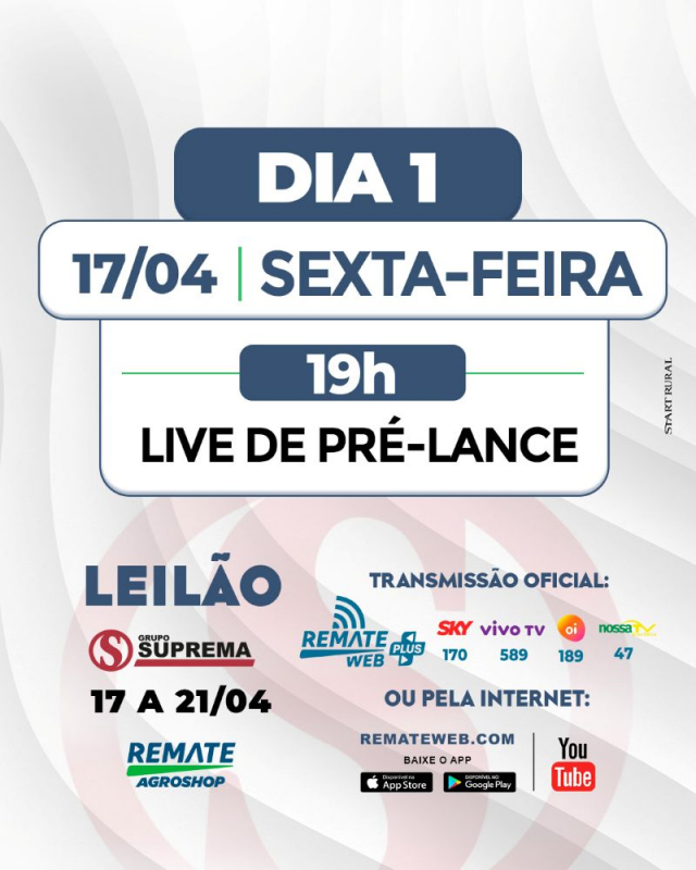 LIVE Leilão Grupo Suprema - Remate AgroShop