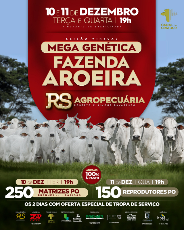 Leilão Virtual Mega Genética Fazenda Aroeira RS - Matrizes