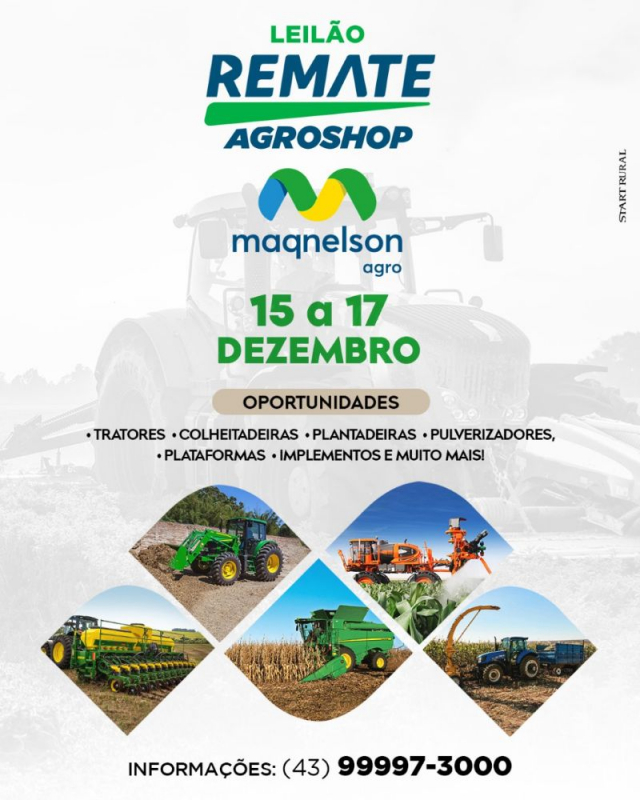 Leilão Virtual Remate Agroshop - Maqnelson Agro - 1ª Etapa
