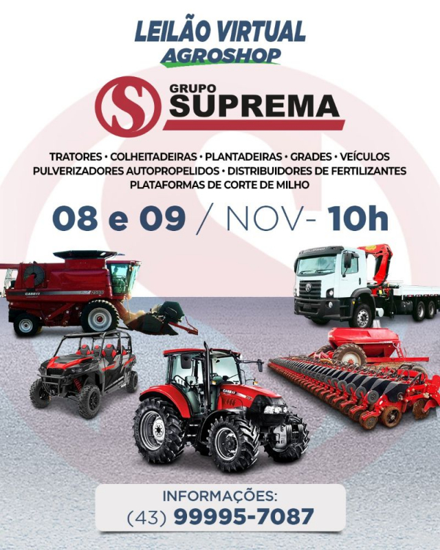 Leilão Virtual Agroshop Grupo Suprema - 1º Etapa