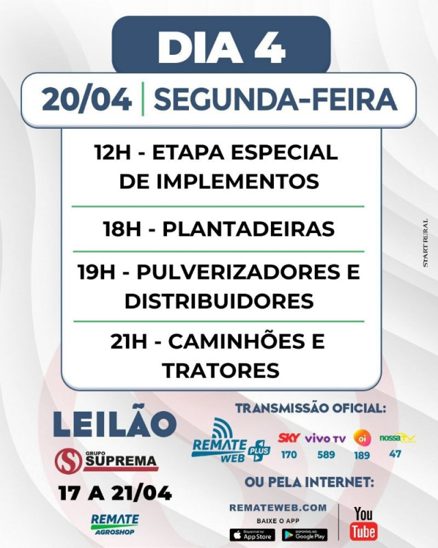 Leilão Grupo Suprema - Remate AgroShop - 3ª Etapa