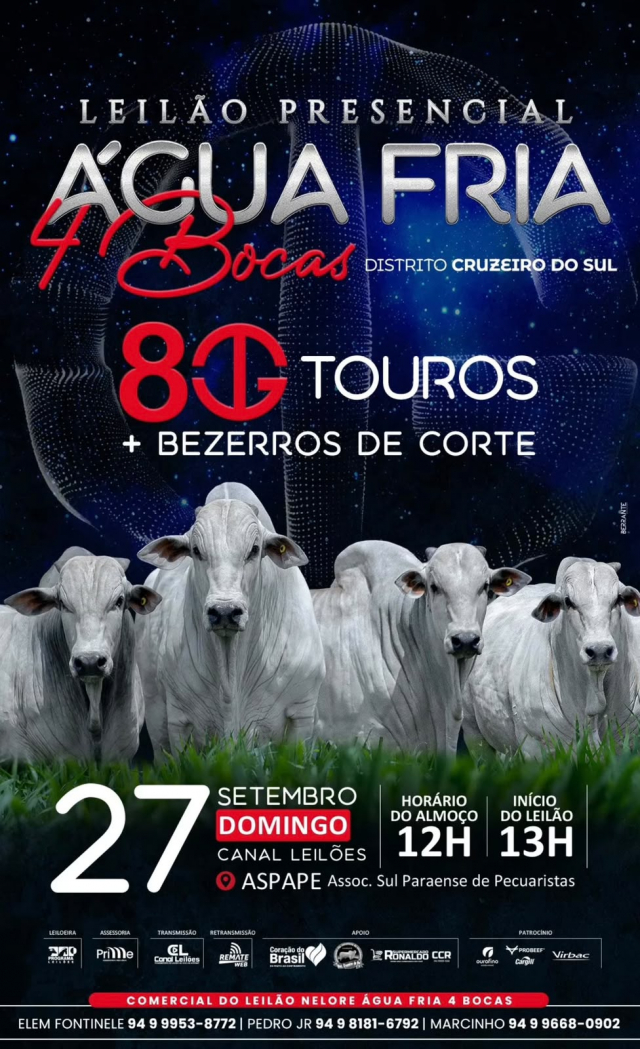 Leilão Presencial Água Fria 4 Bocas