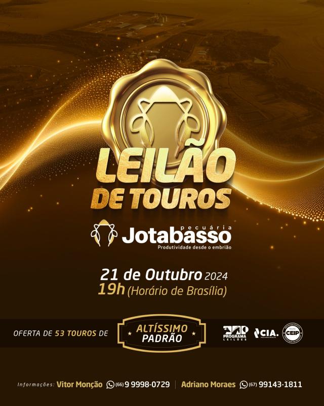 Leilão Virtual Agropastoril Jotabasso - Touros Ceip