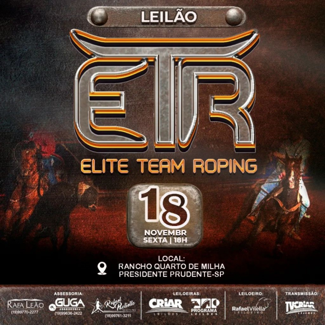 Leilão ETR - Elite Team Roping