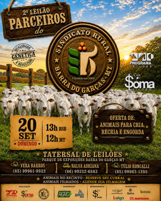 2° Leilão Parceiros do Sindicato Rural - Barra do Garças