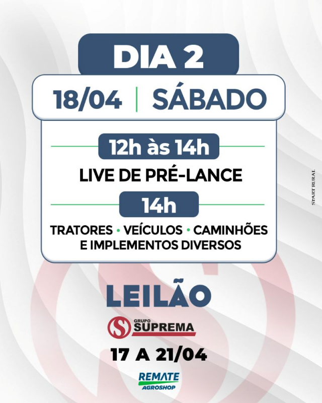 Leilão Virtual Remate Agroshop Grupo Suprema - 1ª Etapa