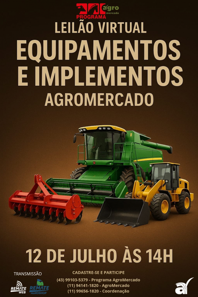 Leilão Virtual Equipamentos e Implementos Agromercado
