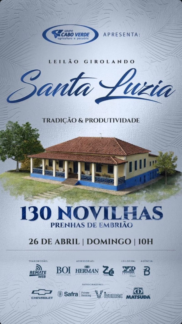 Leilão Virtual Girolando Santa Luzia - Novilhas Prenhas de Embrião