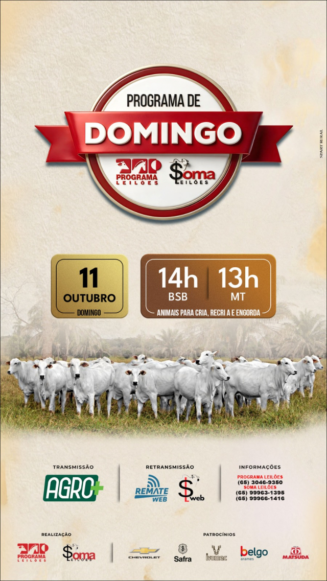 166° Programa de Domingo - Programa e Soma Leilões