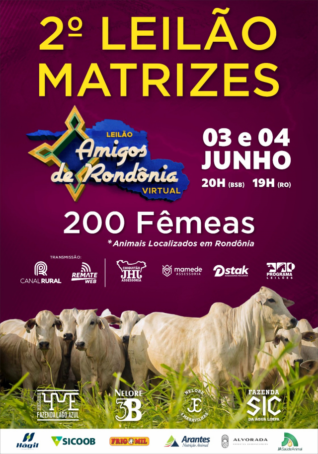 2º Leilão Virtual Matrizes Amigos de Rondônia