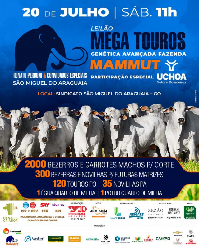 Leilão Mega Touros Genética Avançada Fazenda Mammut