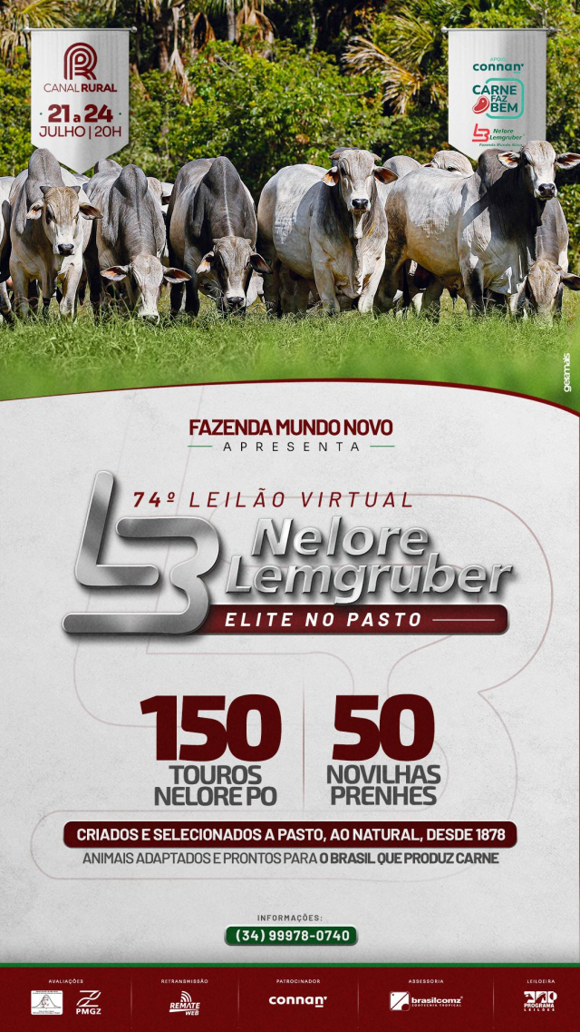 74º Leilão Virtual Nelore Lemgruber Elite no Pasto - 3º Etapa