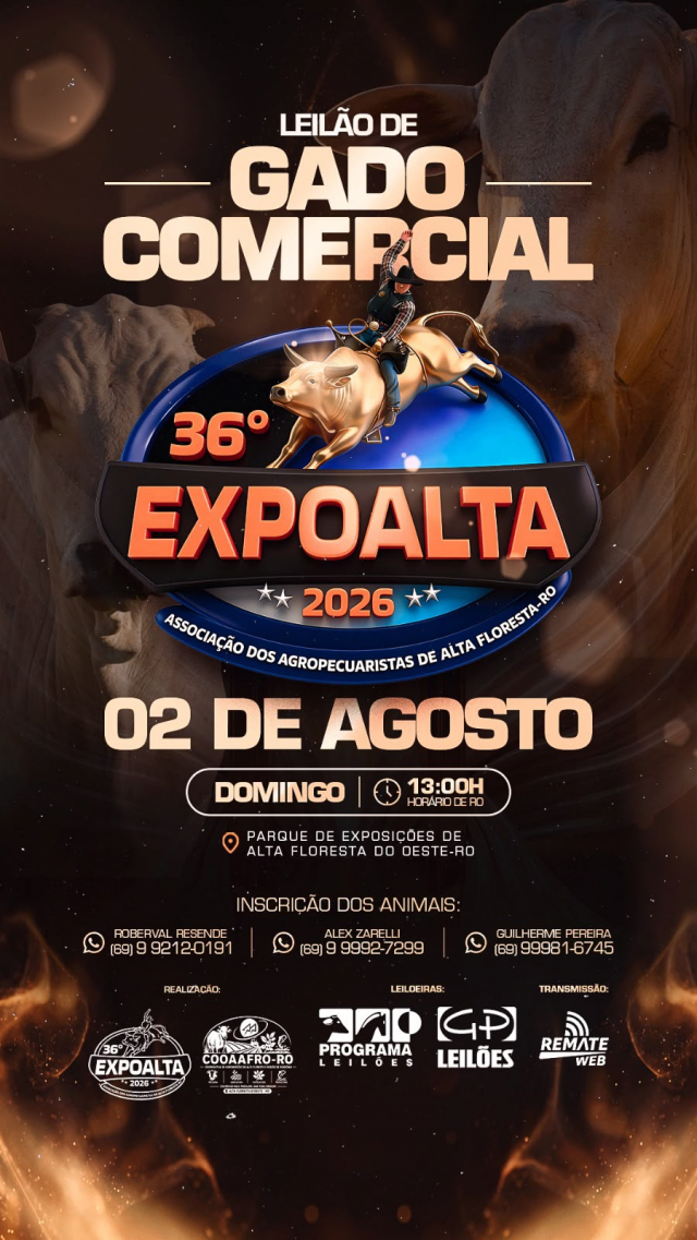 Leilão de Gado Comercial - 36º Expoalta 2026