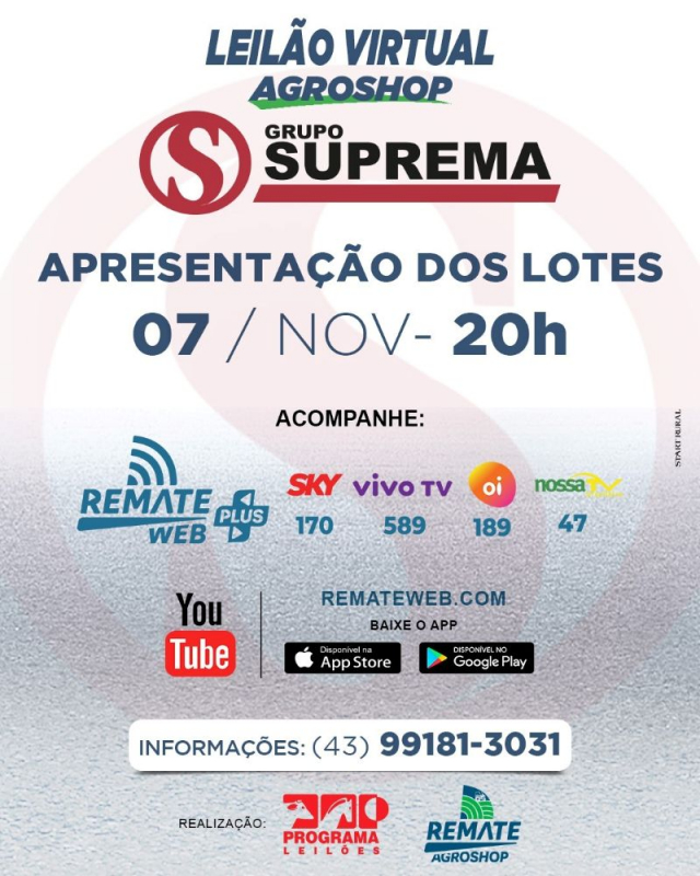 LIVE - Apresentação dos Lotes Agroshop Grupo Suprema