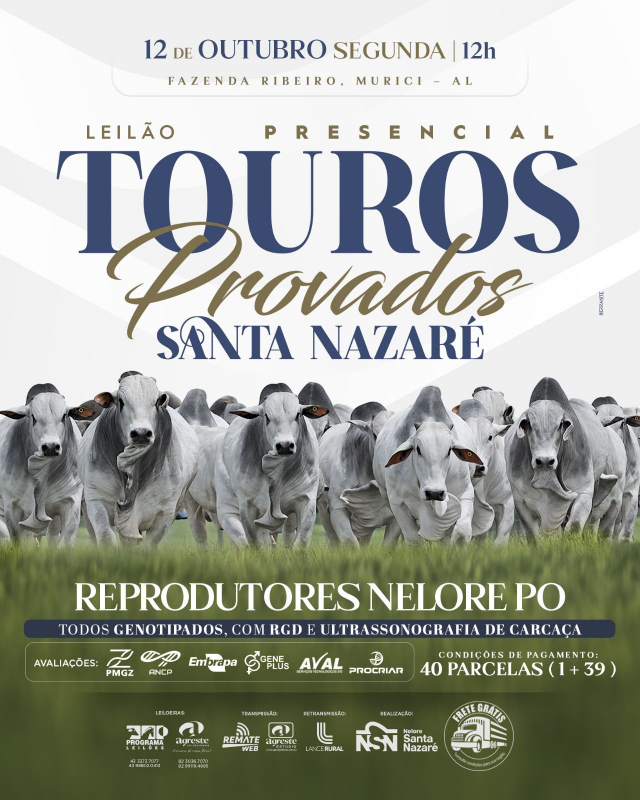 Leilão Presencial Touros Provados Santa Nazaré