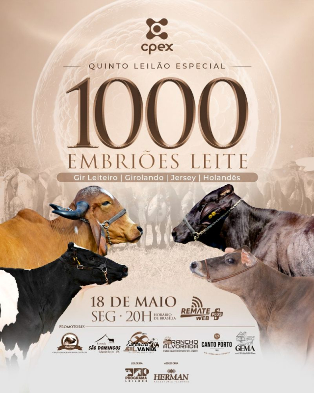 5º Leilão Especial 1000 Embriões Leite CPEX