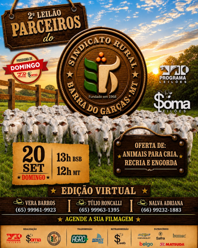2° Leilão Parceiros do Sindicato Rural - Barra do Garças