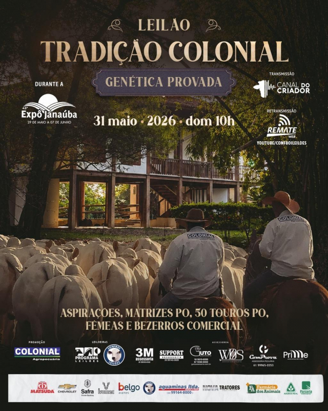 Leilão Virtual Tradição Colonial - Genética Provada