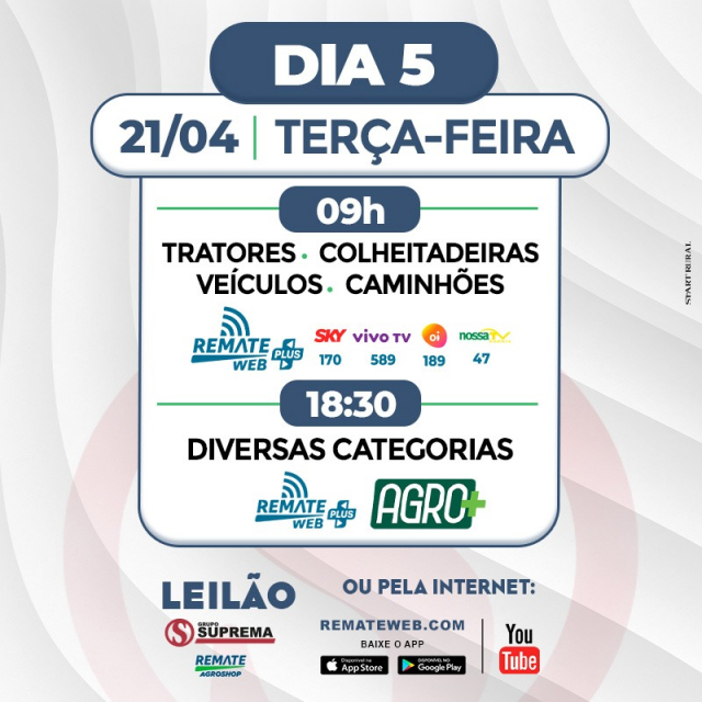 Leilão Grupo Suprema - Remate AgroShop - 4ª Etapa