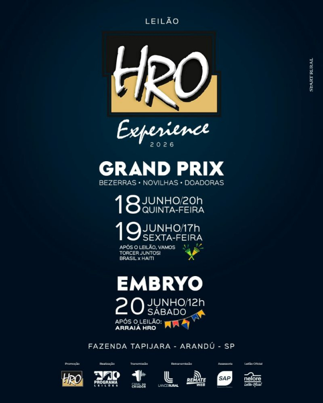 Leilão HRO Experience 2026.