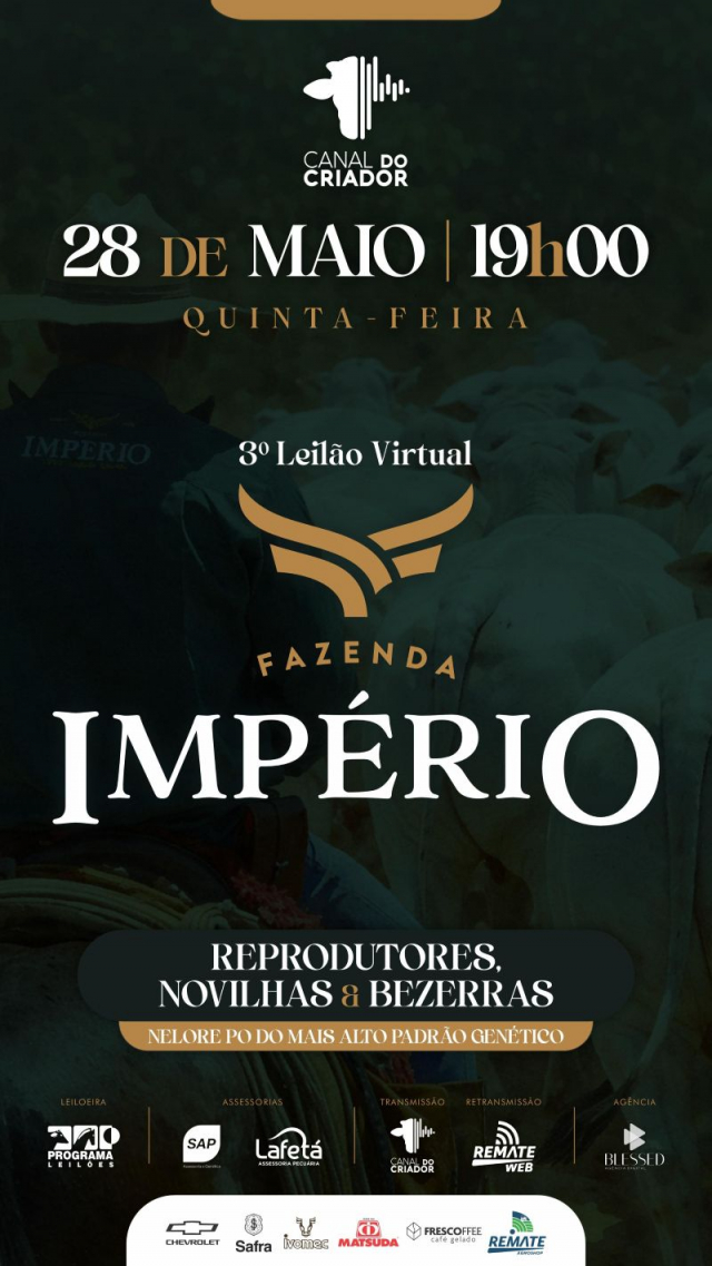 3°Leilão Virtual Fazenda Império Genética Provada