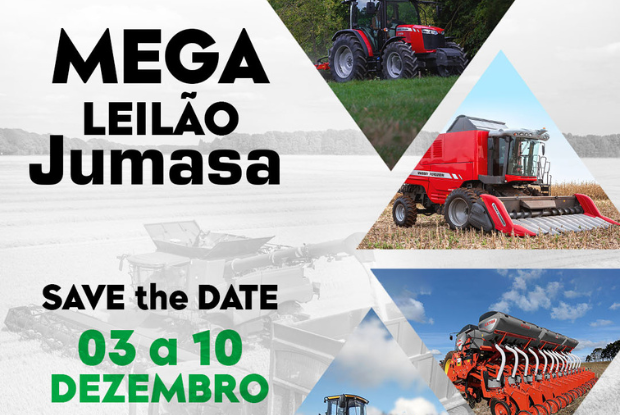 Mega Leilão Jumasa oferta mais de 300 máquinas agrícolas